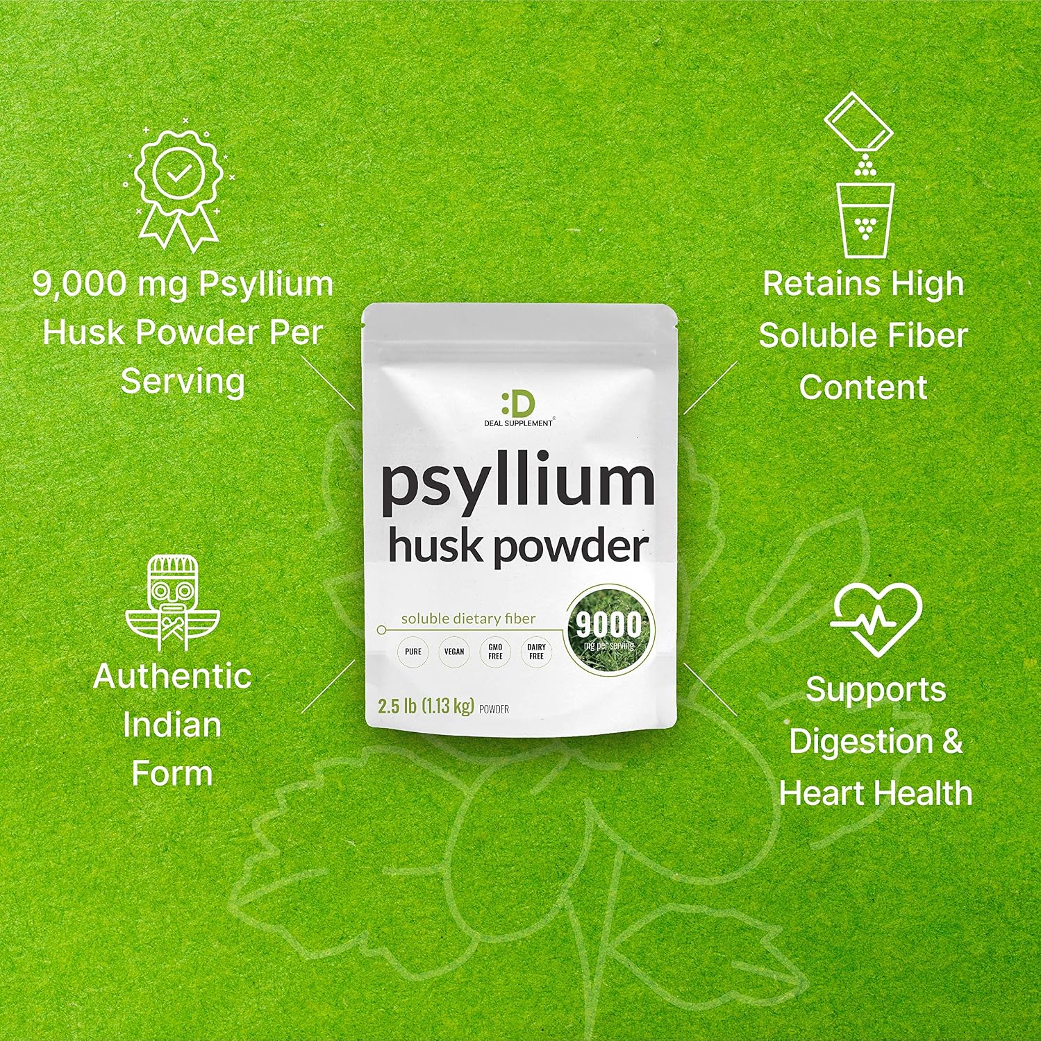 Psyllium Husk Powder, 2.5 Lb (40 Ounce), 9000mg Per Serving, 100% Pure - Unflavored - Planted Based, Soluble Dietary Fiber | Keto Friendly, Gluten Free & Non-GMO