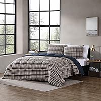 Vista 2 de Eddie Bauer - Juego de edredón individual, ropa de cama reversible de microgamuza con fundas a juego, decoración informal para el hogar