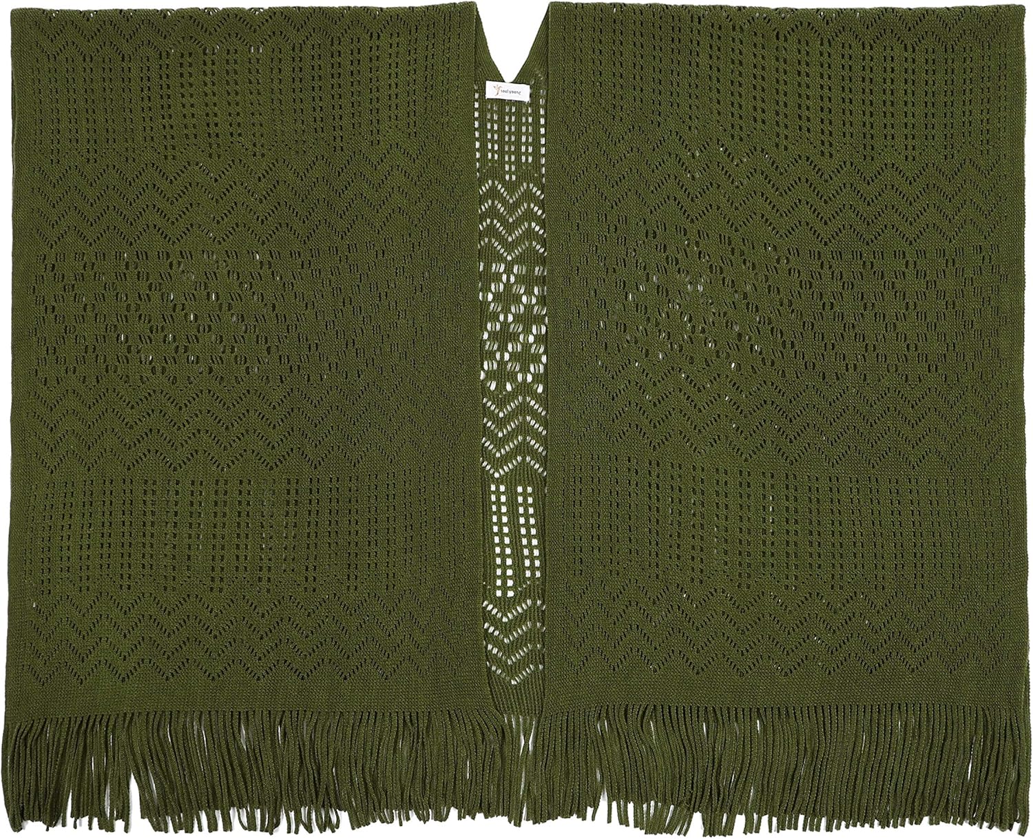 Knit Shawl Wrap for Women - Soul Young Ladies Fringe Knitted Poncho Cardigan Cape - Image 6