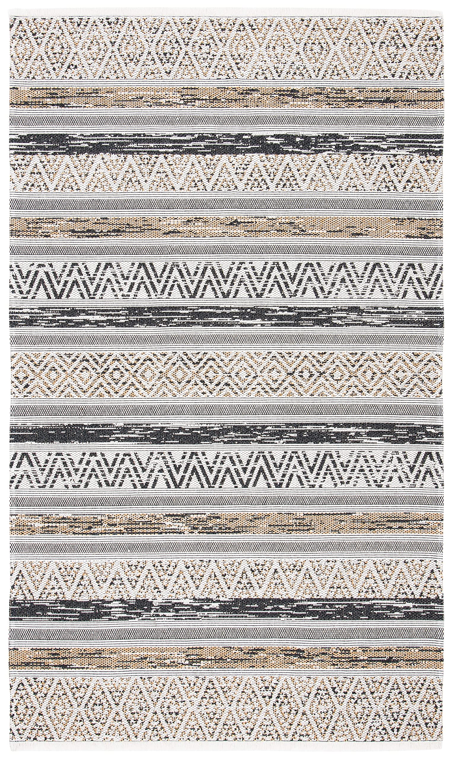 SAFAVIEH Augustine Collection Area Rug - 8' x 10', Ivory & Taupe, Rustic Boho Fringe Design, Non-Shedding & Easy Care, Ideal for High Traffic Areas in Living Room, Bedroom (AGT466A)