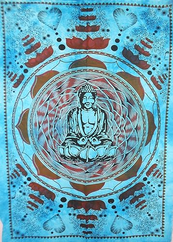 Póster de Buda de loto teñido anudado, decoración de pared india, tapiz hippie, bohemio para colgar en la pared, decoración de dormitorio gitano,