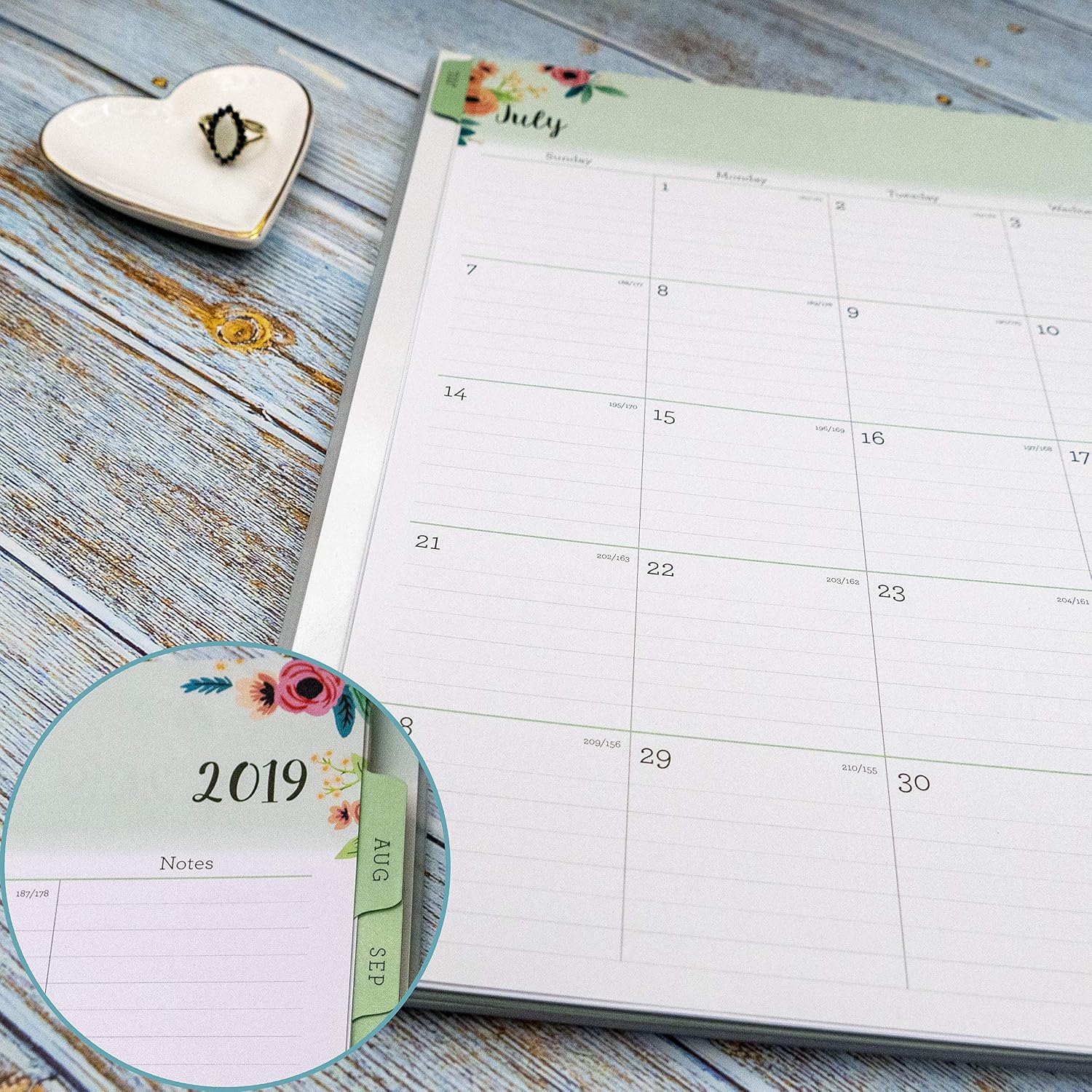 Blue Sky 2019-2020 Academic Year Weekly & Monthly Planner, Flexible Cover, Twin-Wire Binding, 8.5" x 11", Laurel