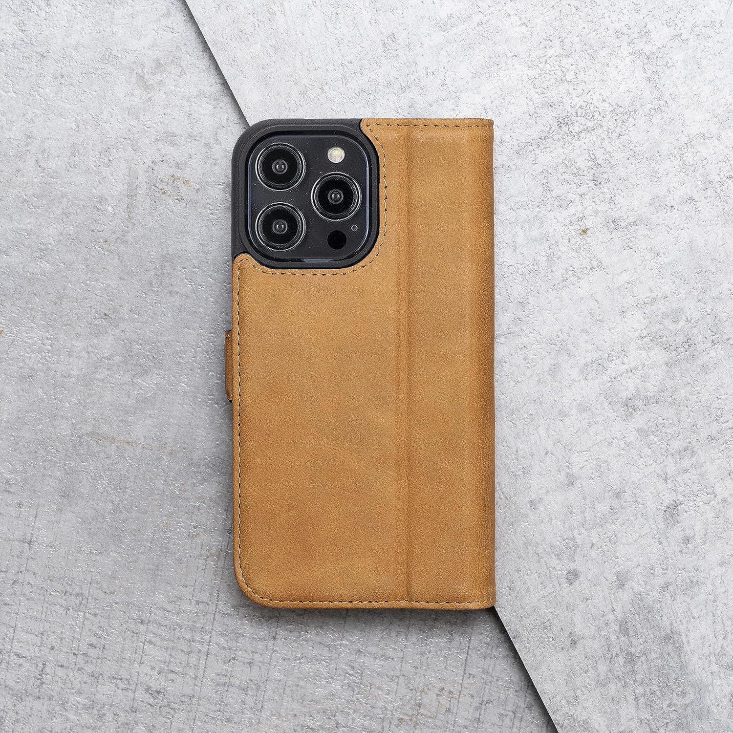 Porter Riley - Leather Case for iPhone 14 Pro Max. Premium Genuine Leather Stand/Cover/Wallet/Flip Case with [Card Slots] [Horizontal Stand] [Durable Frame] (Tan) - Image 6