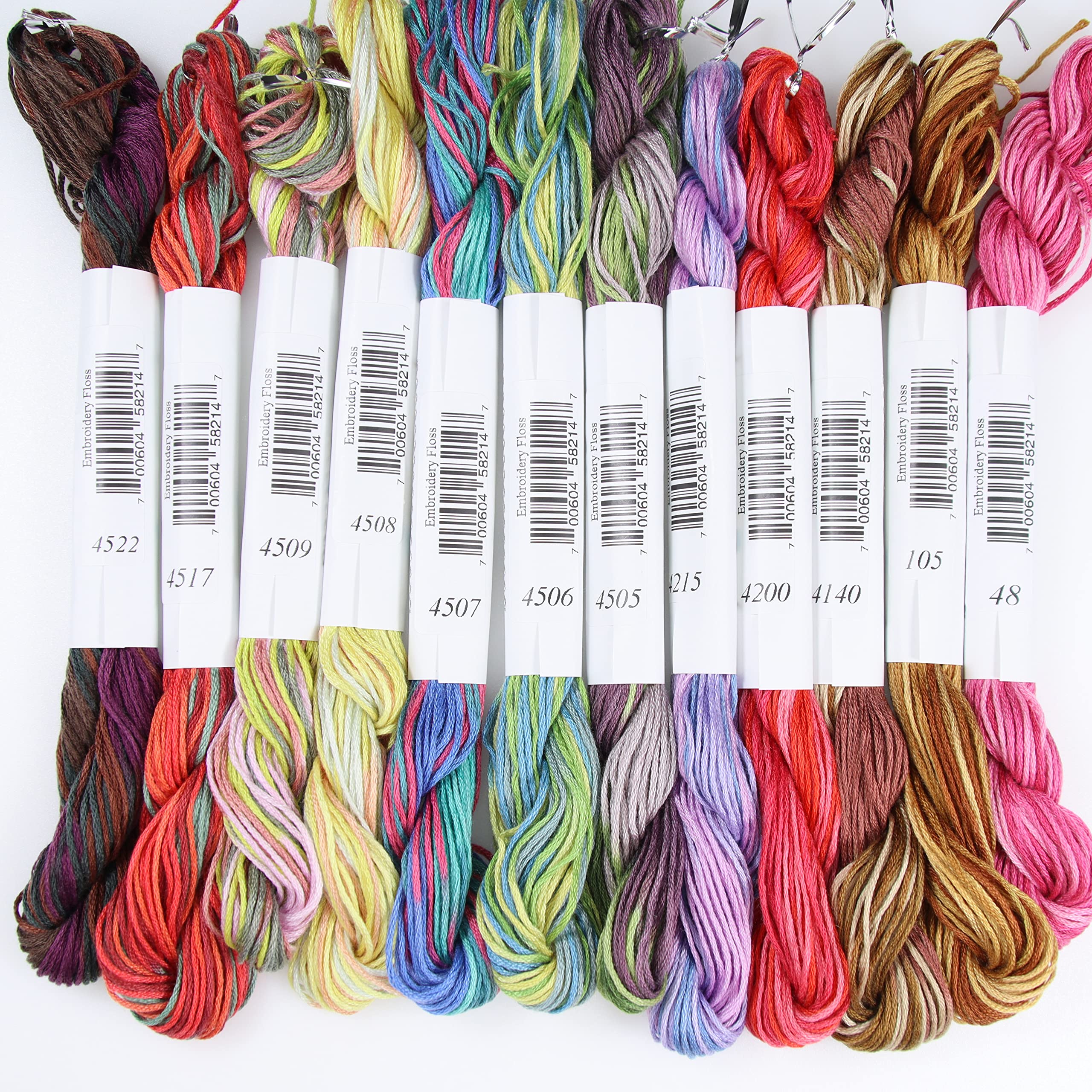 KCS Variegated Cross Stitch Threads - 6 Skeins, Size 25, 25 Meters Each (Polycotton)