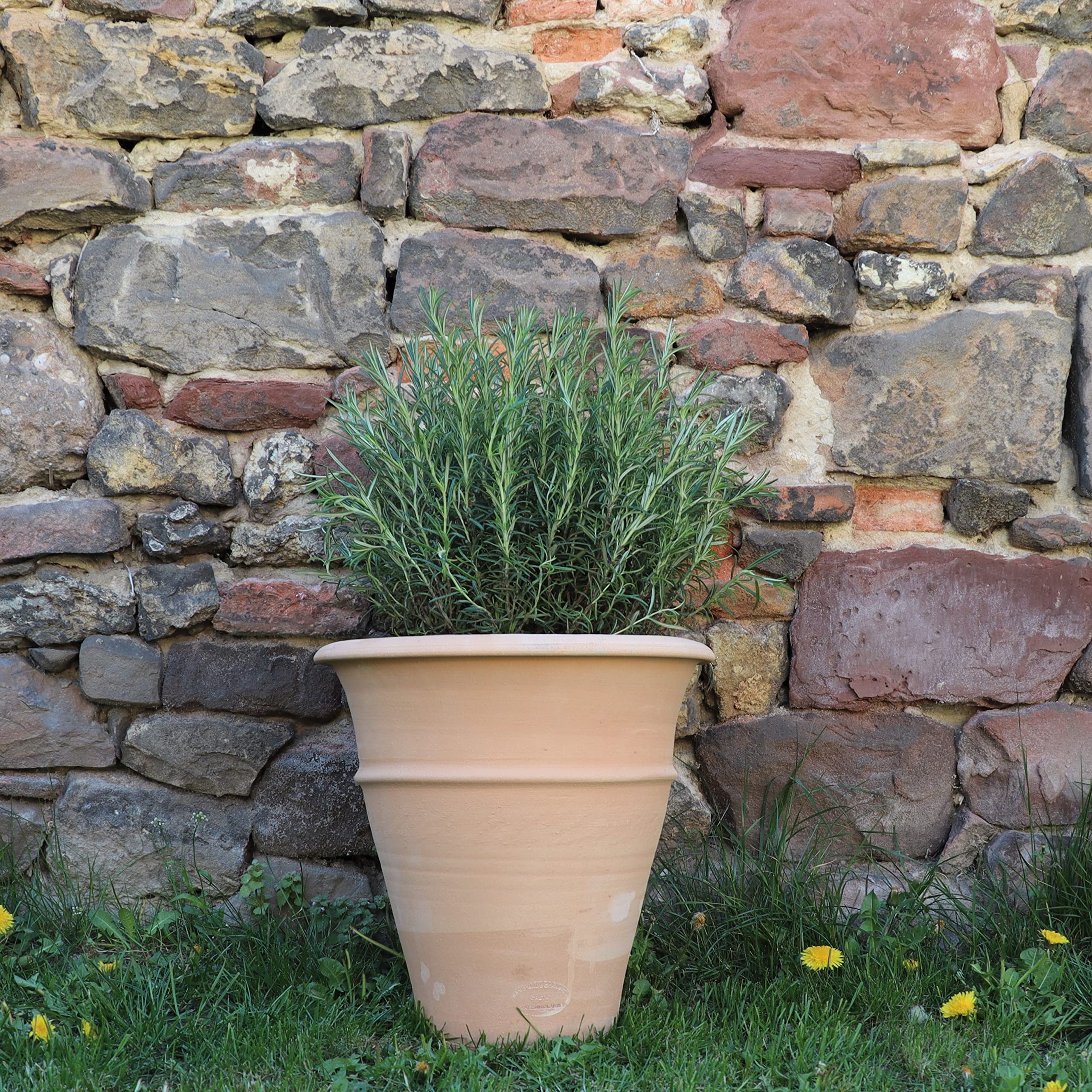 Palatina Werkstatt Doniczka z terakoty Yucca 35 cm – w 100% ręcznie wykonany unikat – udekoruj swój dom odporną na warunki zimowe donicą do użytku wewnątrz i na zewnątrz
