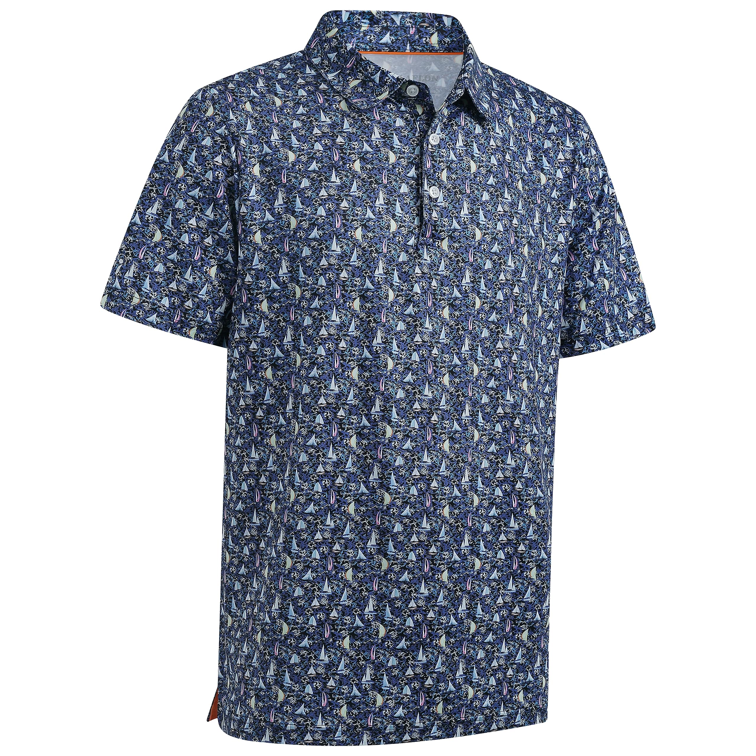 P POLAFLONGolf Shirts for Men Dry Fit Short Sleeve Performance Moisture Wicking Print Polo Shirt for Men