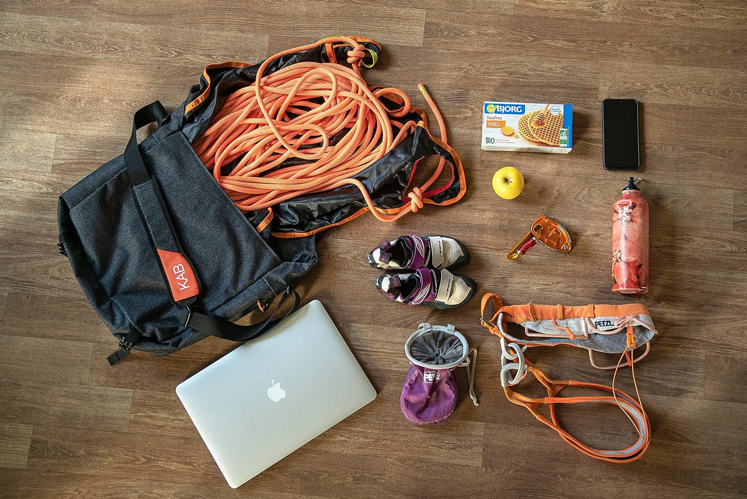 Diagram illustrating the anti-panic handle and progressive descent control features of the PETZL GRIGRI+ belay device.