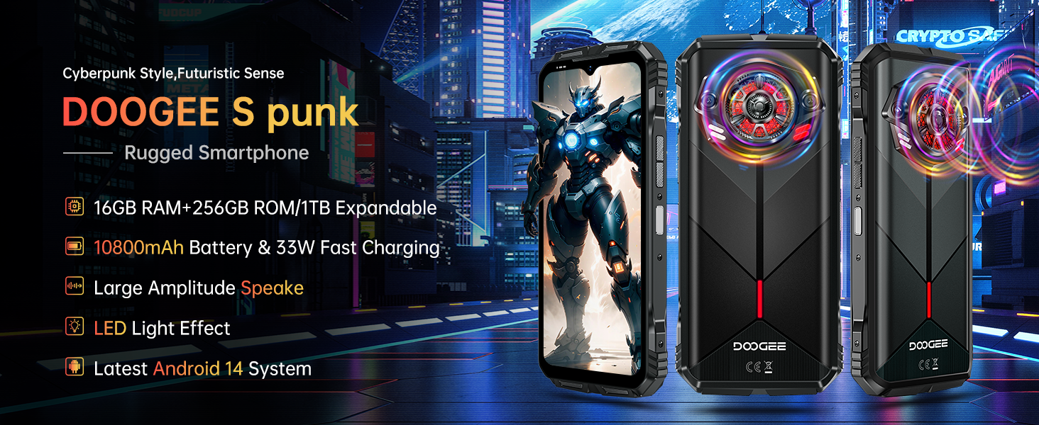 Oukitel Smartphone DOOGEE S Punk Rugged Smartphone Android 14, Breathing  Light Ulefone Armor 11