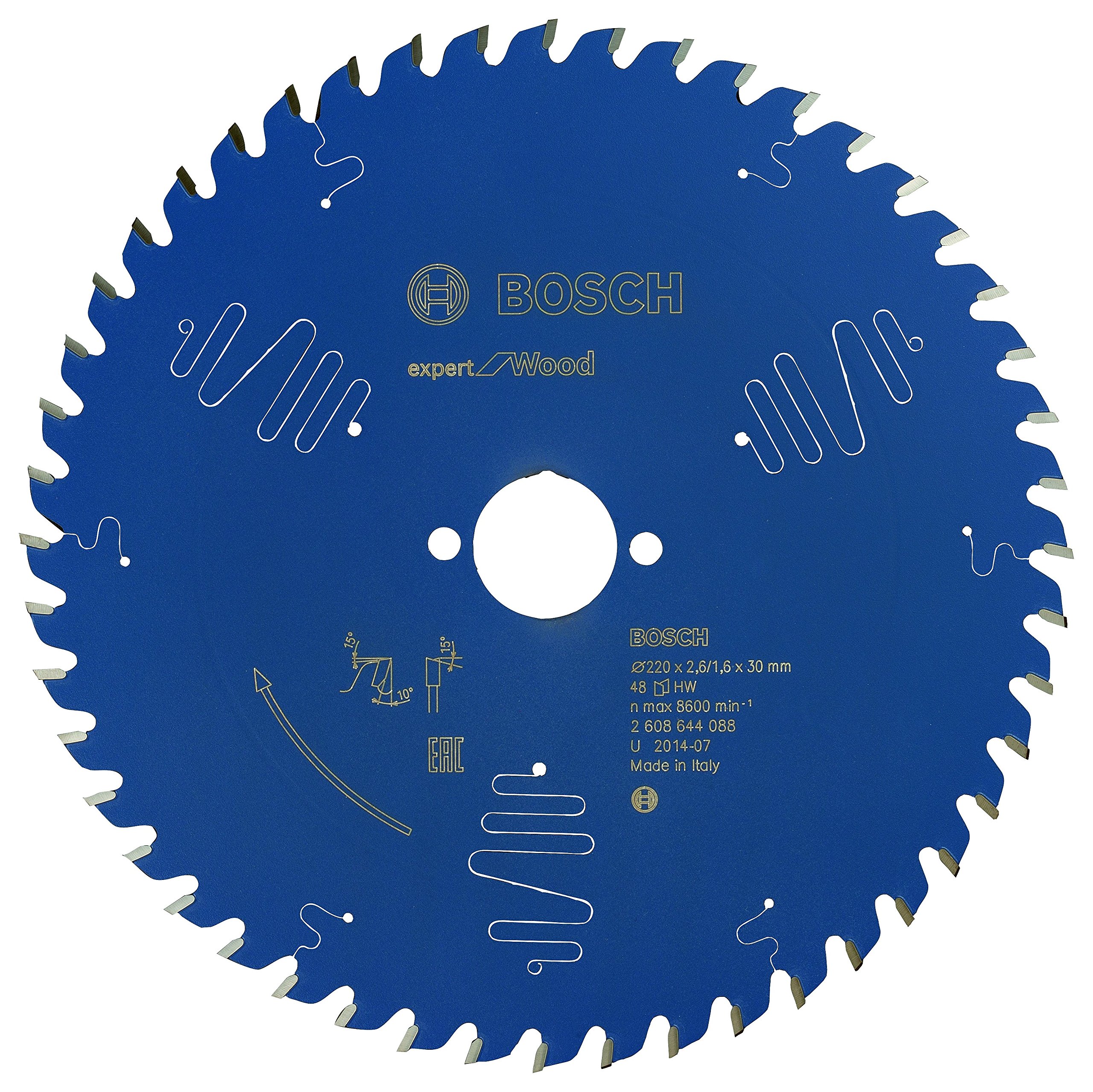 Bosch Professional 1x Kreissägeblatt Expert for Wood (für Holz, Sägeblatt Ø 220 x 30 x 2,6 mm, 48 Zähne, Zubehör Kreissäge)