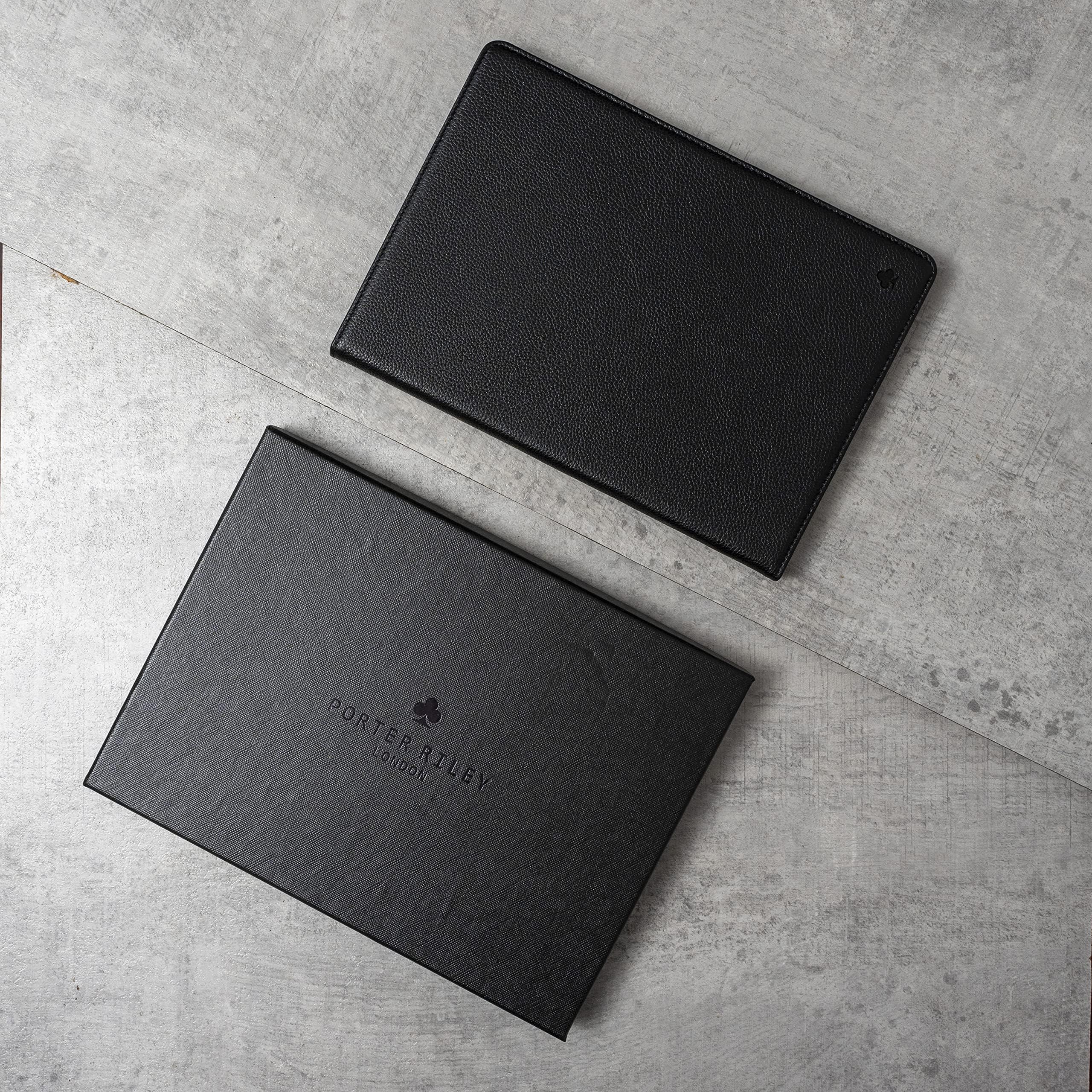Porter Riley – Lederhülle kompatibel mit iPad Air 13" M4 (2026), M3 (2025) & M2 (2024). Hochwertiges Echtleder Standcase/Cover/Flip (Reines Schwarz)