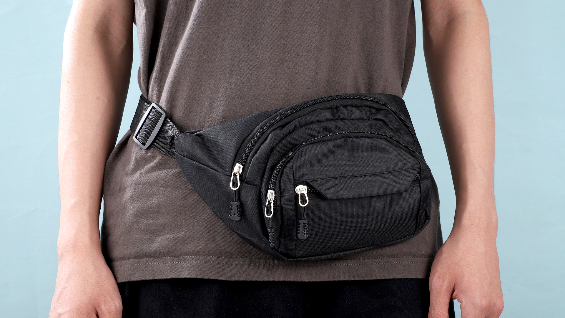 Sac Banane En Cuir Noir - Unisexe - Sécurité, Randonnée, Voyage - Grande Capacité