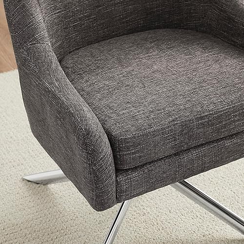 Miniatura 5 de Linon Shawnee - Silla giratoria para tapicería y base cromada, color gris oscuro