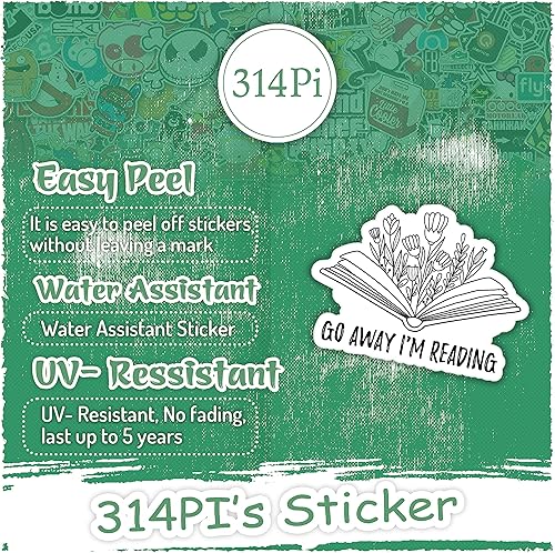 Miniatura 3 de 314PI Calcomanías de vinilo troqueladas con diseño de "Go Away I'm Reading" para computadora portátil, teléfono, botellas de agua, patineta,