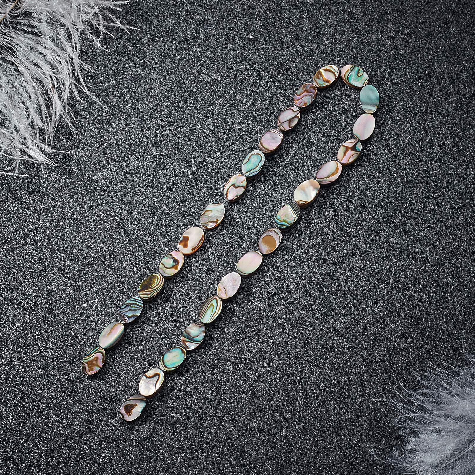 30 Perle Naturali Di Conchiglia Abalone Paua – Piatte Tonde 8x3 Mm, Foro 0.5 Mm – Per Gioielli Fai Da Te - 3