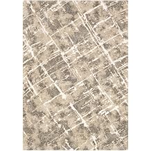 BoutiqueRugs White Abstract Contemporary 9x12 Large Area Rug Beige Dark Brown Marble Bearsdale Great Room Open Concept Master Bedroom Large Dining Room 810" x 122" Stain Resistant Non-Shedding