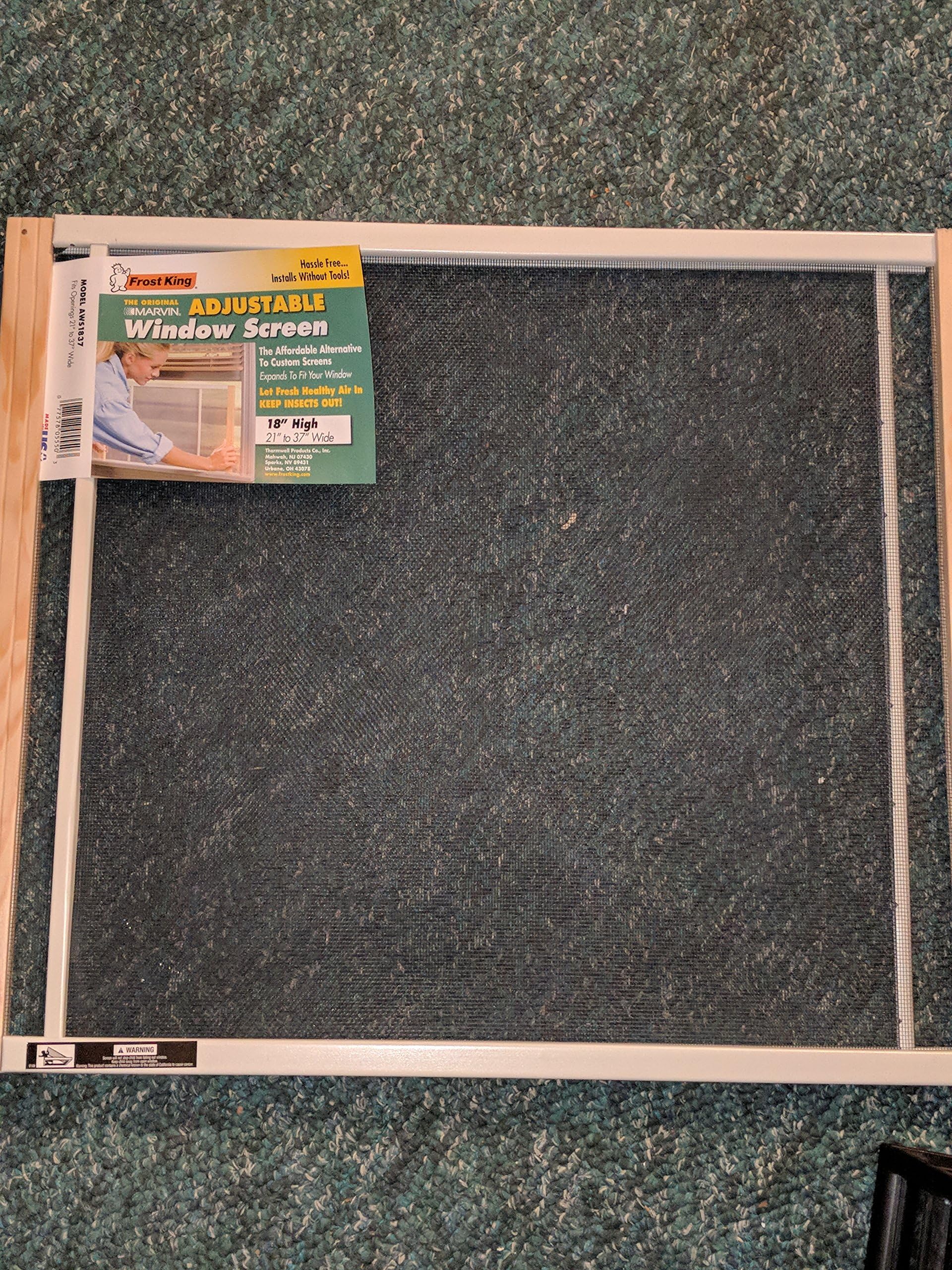 Frost King WB Marvin AWS1837 Adjustable Window Screen, 18in High x Fits 21-37in Wide