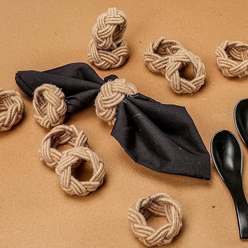 Miniatura 7 de Juego de 12 servilleteros náuticos, servilleteros tejidos, servilleteros costeros a granel para decoración de fiestas, mesa de comedor, todos los