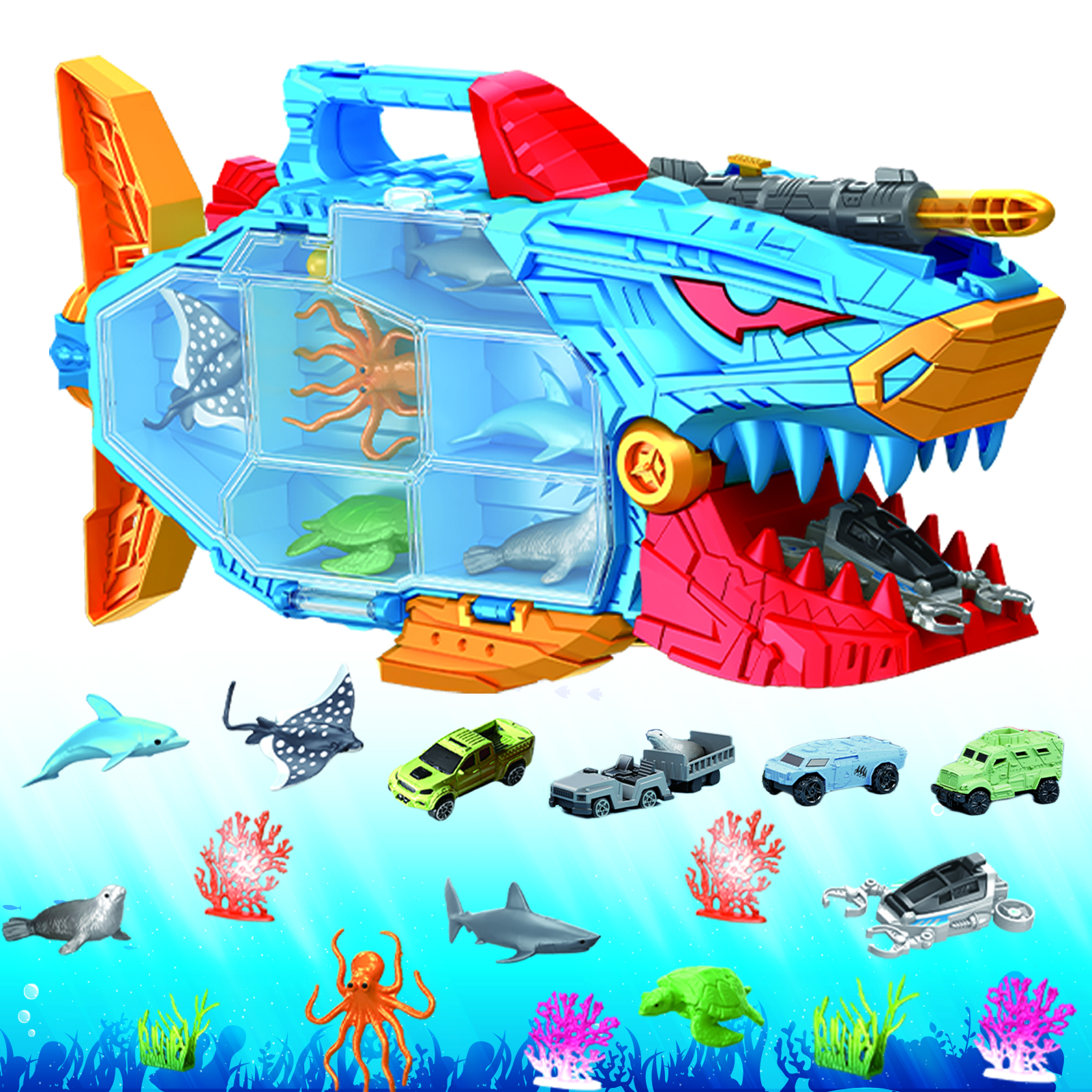 Amazon.com: Frontoytall Shark Ocean Animal Toys Set with 18 Piece