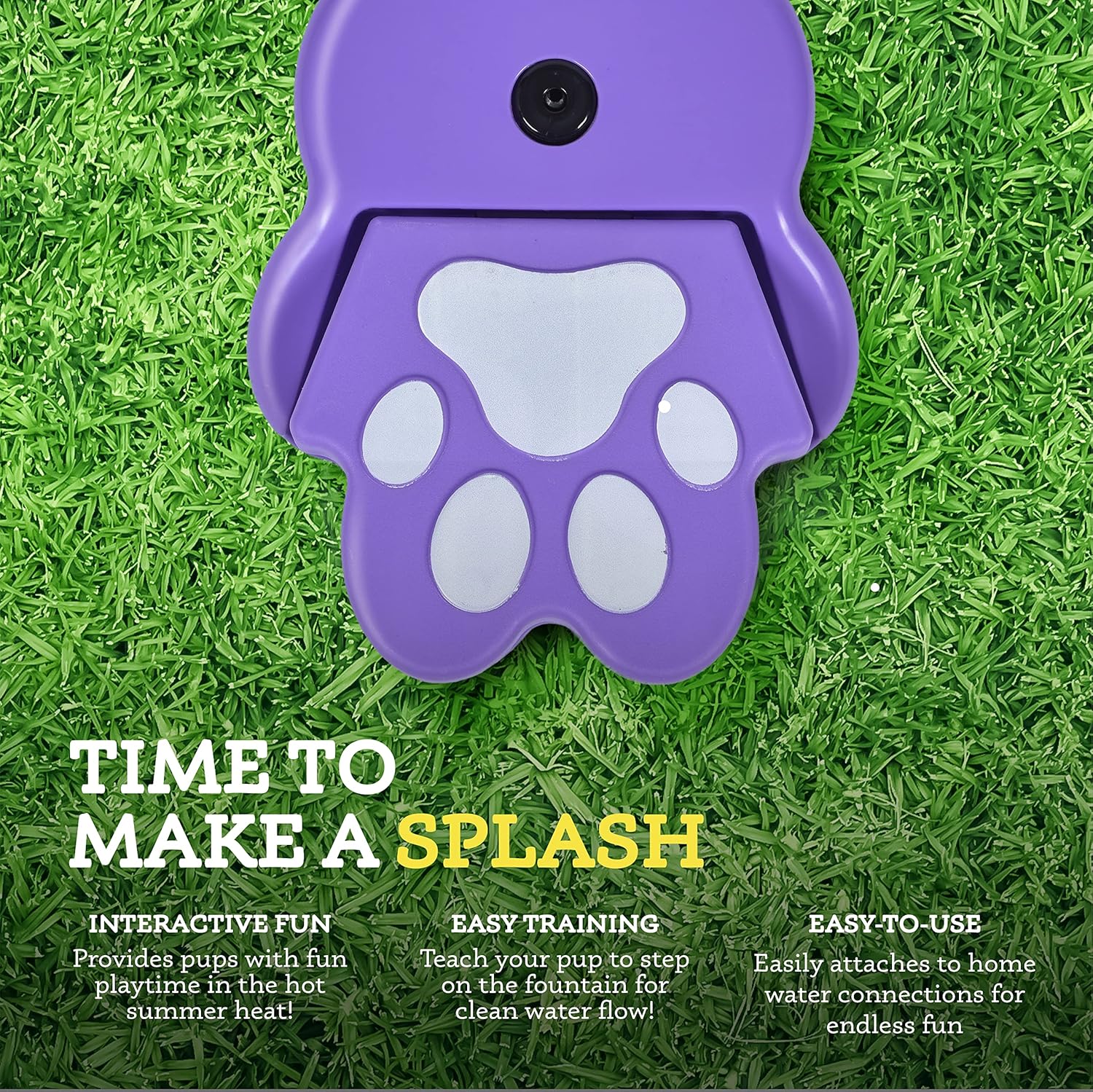 Paw-Shaped Purple Plastic Dog Drinking Fountain