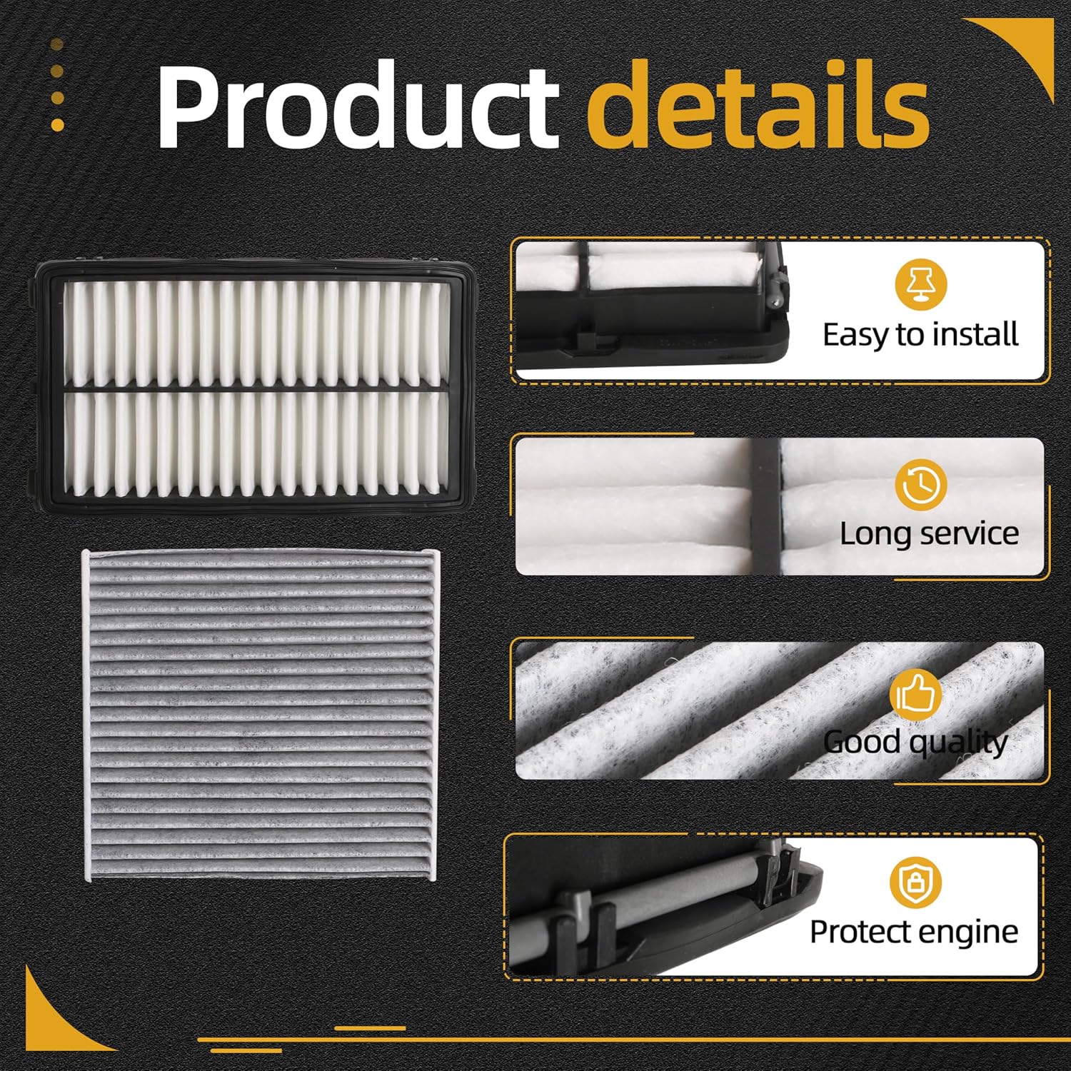 Engine Air Filter & Cabin Air Filter for Hyundai Tucson/Santa Fe/Santa Cruz 2022-2024, for Hyundai Sonata 2020-2023, for Kia Sorento/K5 2021-2024, 2.5L Gas, OE# 28113-L1000 97133-L1000