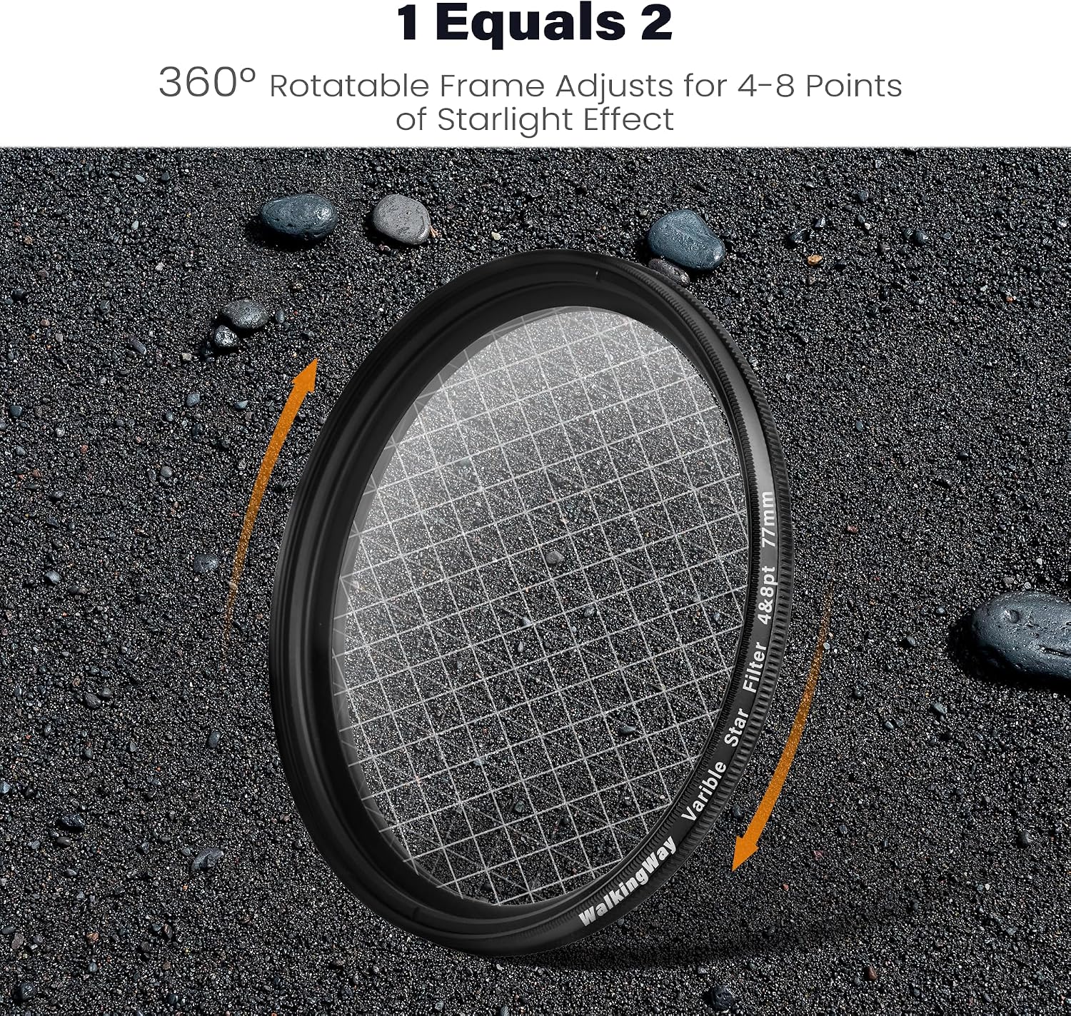 Walking Way 40.5mm Variable Star Filter, 4, 8 Point Cross Screen Starburst Effect Filter, HD Optical Glass & Ultra-Slim Metal Frame, Crystal-Clear for Holiday Lights, City Nightscape, Water Reflection