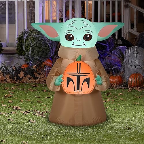Miniatura 2 de Gemmy Airblown The Child con calabaza Star Wars, 3.5 pies de alto, multicolor