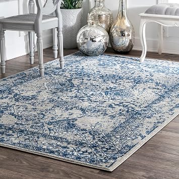 nuLOOM Odell Faded Vintage Area Rug, 9x12, Light Blue