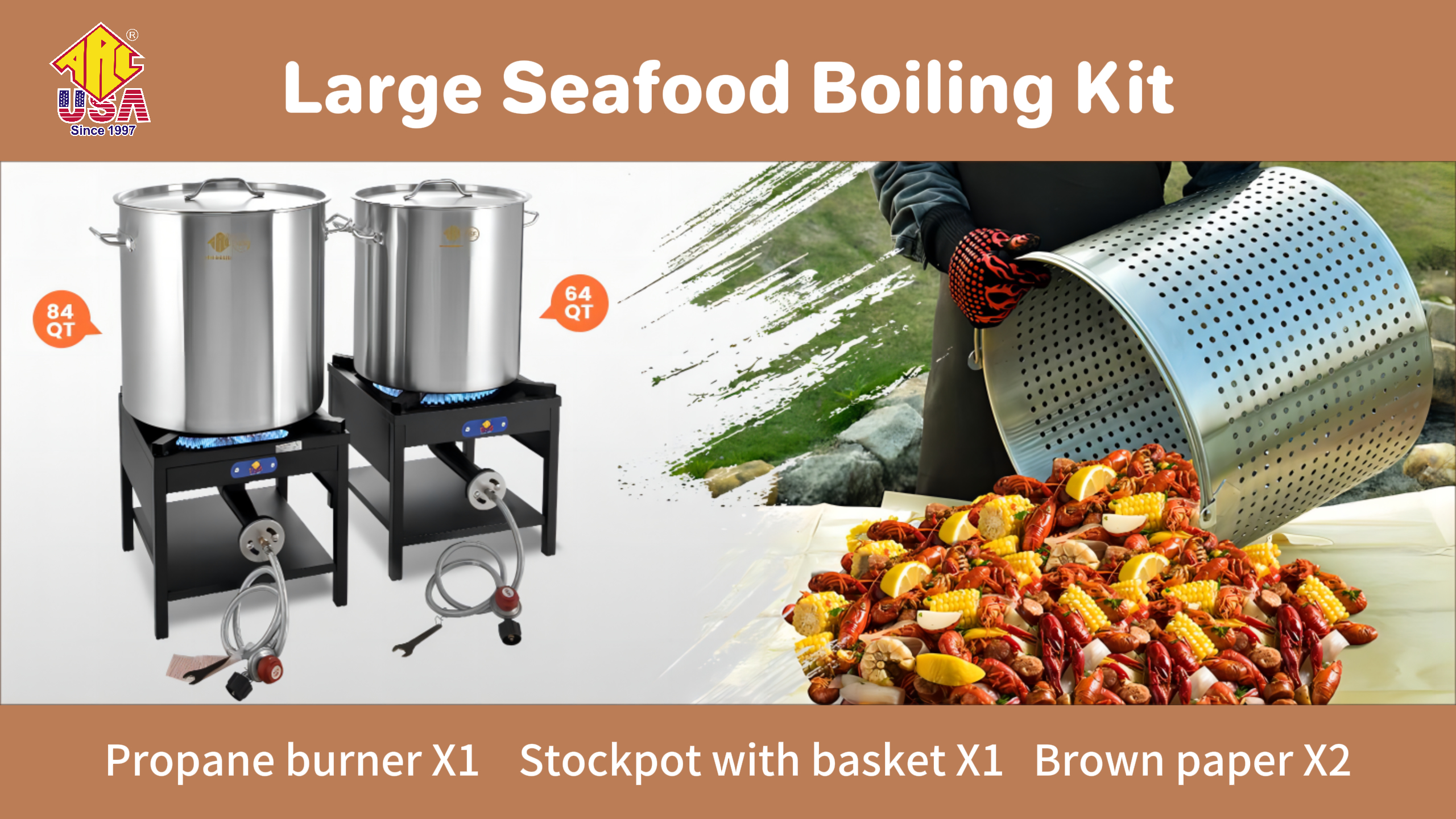 Amazon.com: ARC 84QT Stainless Steel Seafood Boil Pot with 200,000