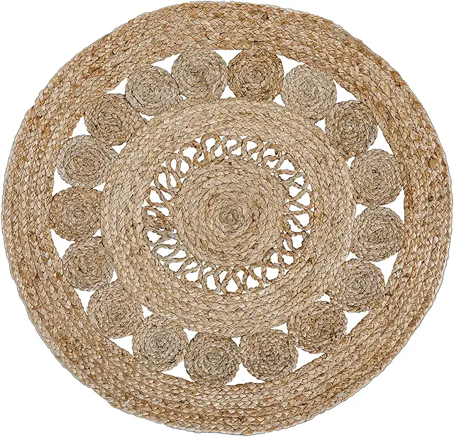 Runder Jute-Teppich Balo - Naturteppich beige 60 cm für Wohnzimmer & Schlafzimmer