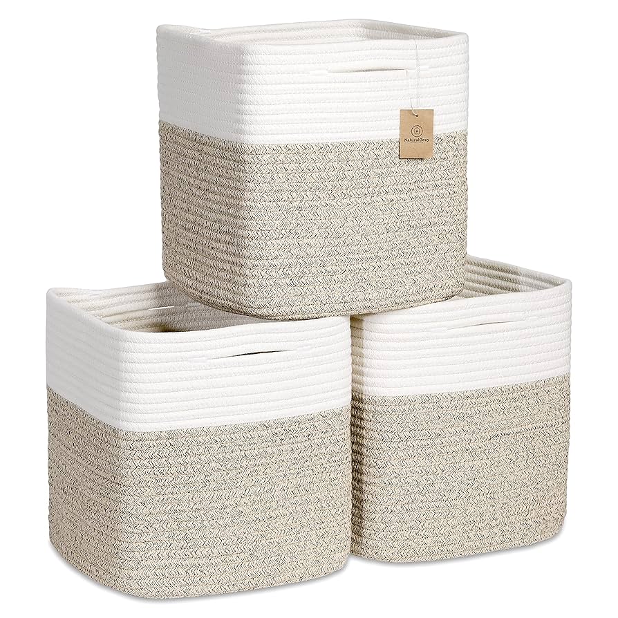 NaturalCozy Storage Cubes 3-Pack | Cube Bin Square Shelves