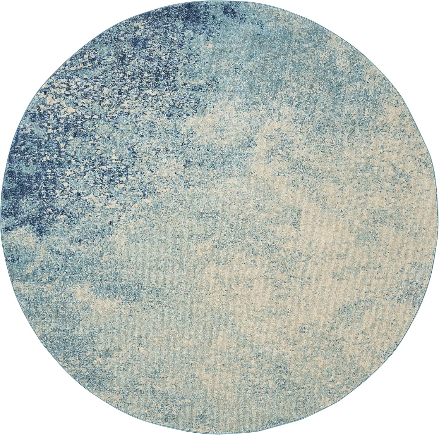 Nourison Home Passion Navy/Light Blue 8' x Round Area-Rug, Modern, Abstract, Easy-Cleaning, Non Shedding, Bed Room, Living Room, Dining Room, Kitchen, (8' Round)