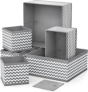 SQUARY Drawer Organiser - Pack of 6 - Wardrobe Organiser for Storage - Fabric Baby Drawer Organiser- Foldable Clothes Drawer Organisers for Socks, Bras, Underwears,Ties and Accessory