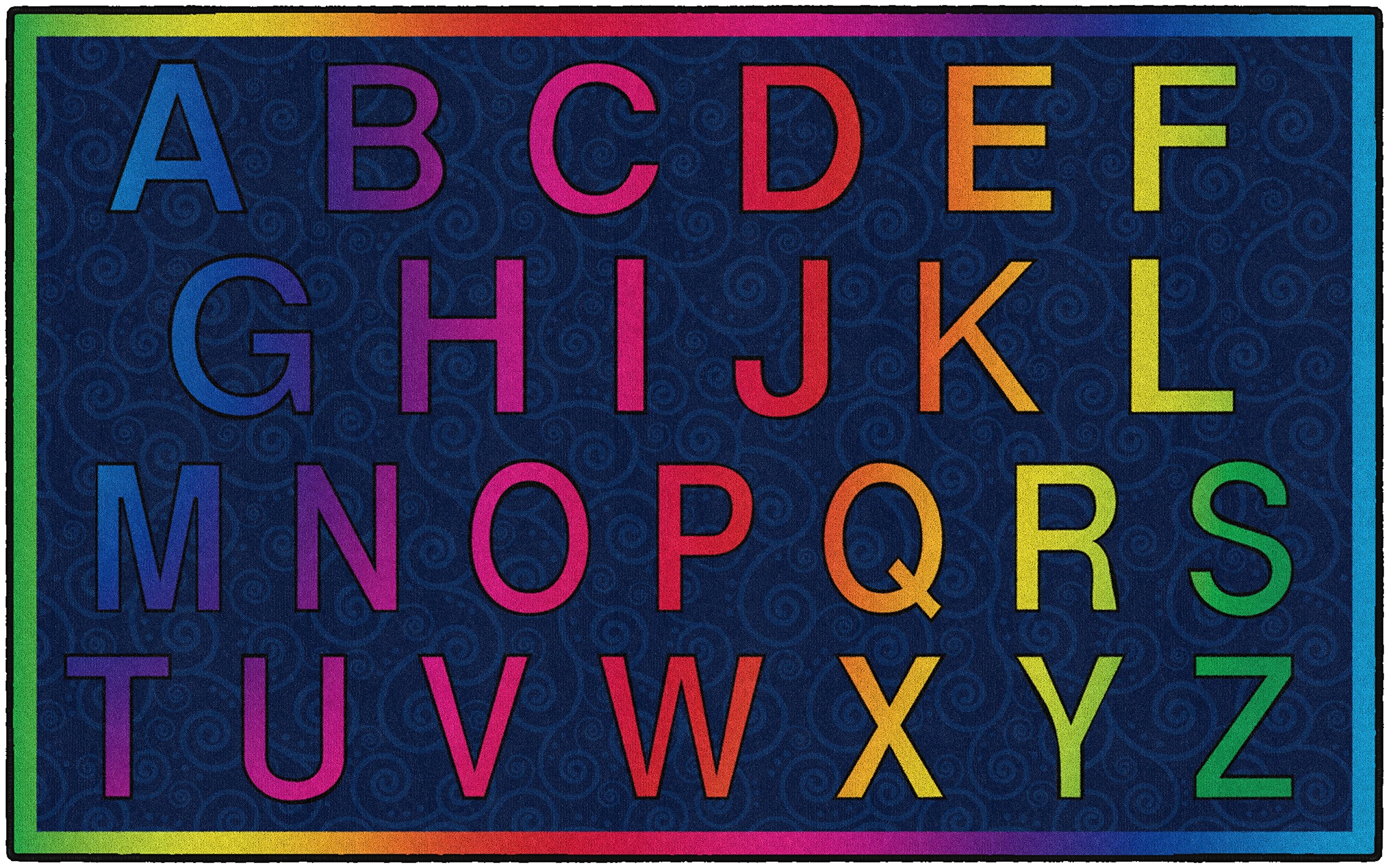 Flagship Carpets Cheery Alphabet Rainbow ABC Area Rug for Children's Classroom Mat, Playroom Carpet and General Educational Activities, 5' x 8', Multicolor