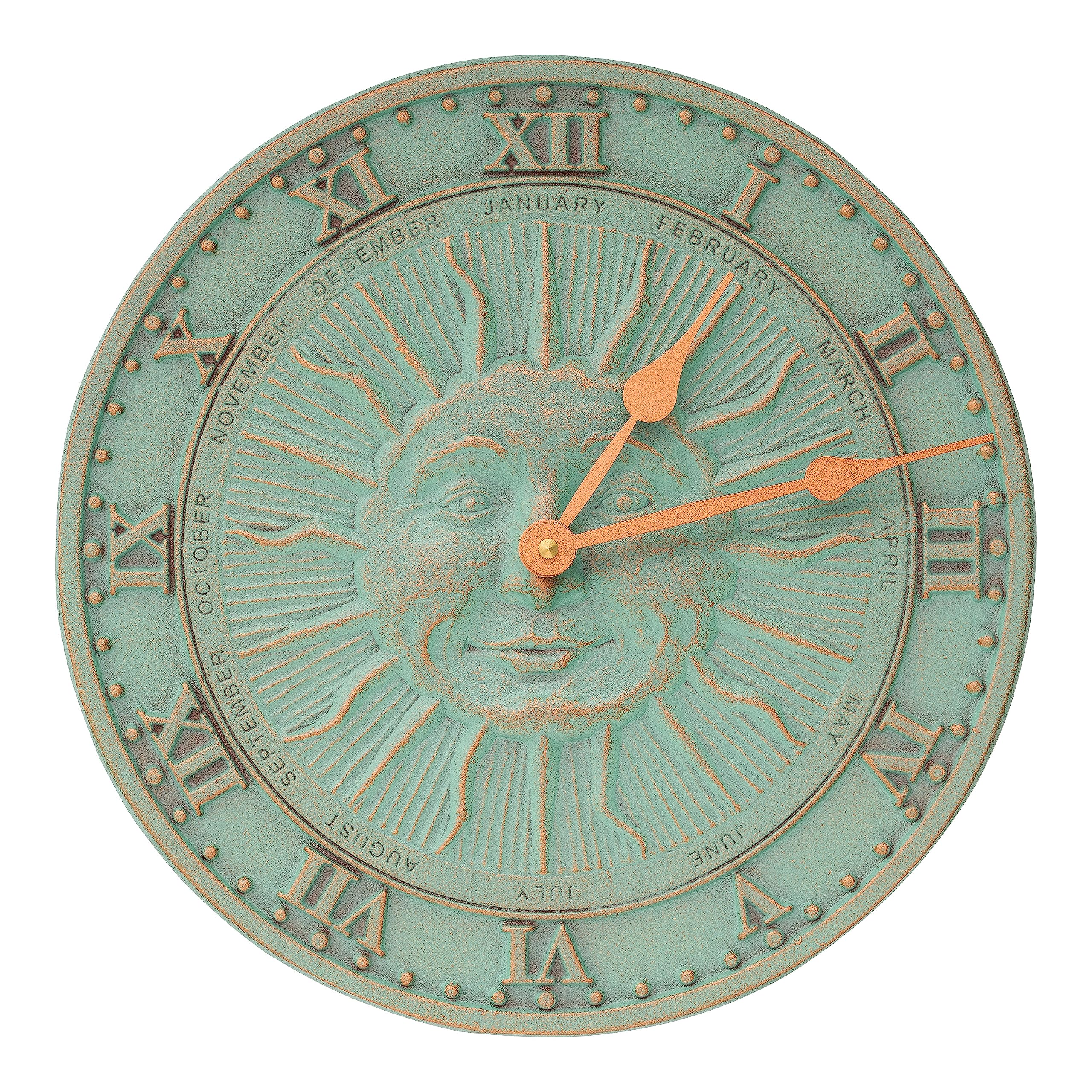 Whitehall Products Sunface Clock, Copper Verdi