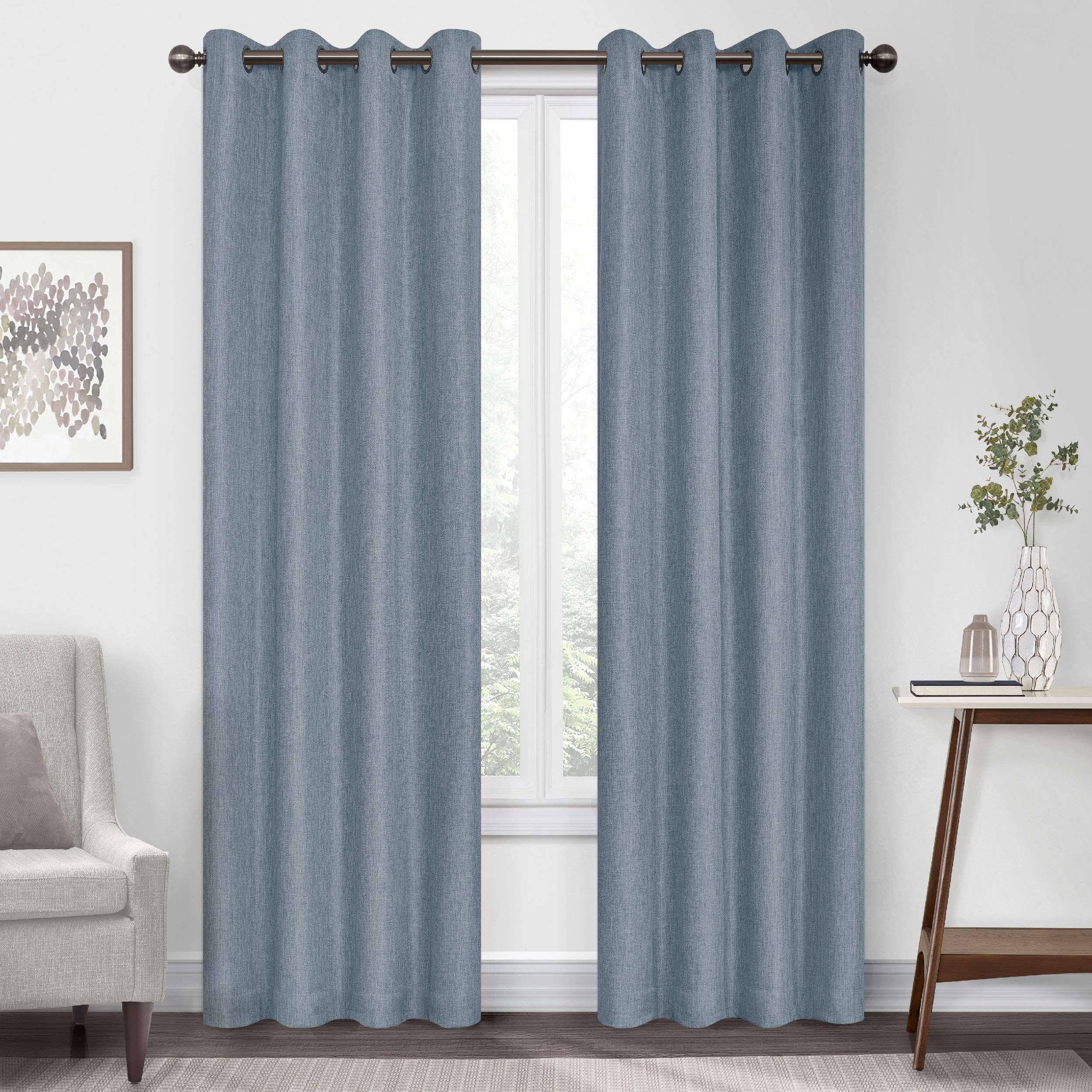 EclipseAbsolute Zero Kira Grommet Top Curtains for Bedroom, Single Panel, 50 x 63, Ocean