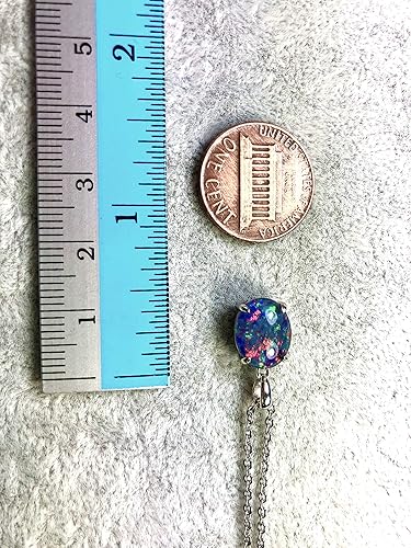 Miniatura 6 de Collar de ópalo trillizo australiano, ópalo de fuego, collar de ópalo de trillizos australianos genuinos en plata de ley, chapado en oro blanco,