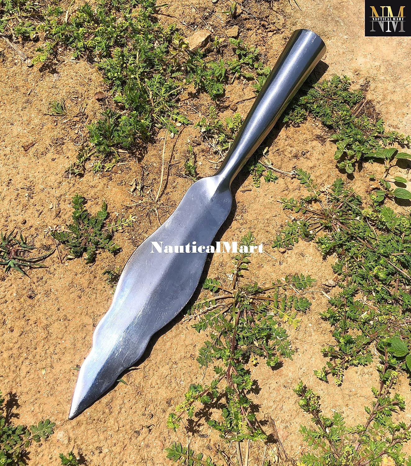 NauticalMart Hand-Forged Viking Saga Iron Spear Head Reproduction Roman Or Medieval Steel Spearpoint Sca Larp Knight Historical Replica Arrowhead Halloween Cosplay Costume