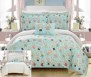 Chic Home Woodland 6 Piece Reversible Comforter Happy Kids Theme Printed Design Bed in a Bag-Sheet Set Decorative Pillow Sham Included/XL Size, Twin, Green