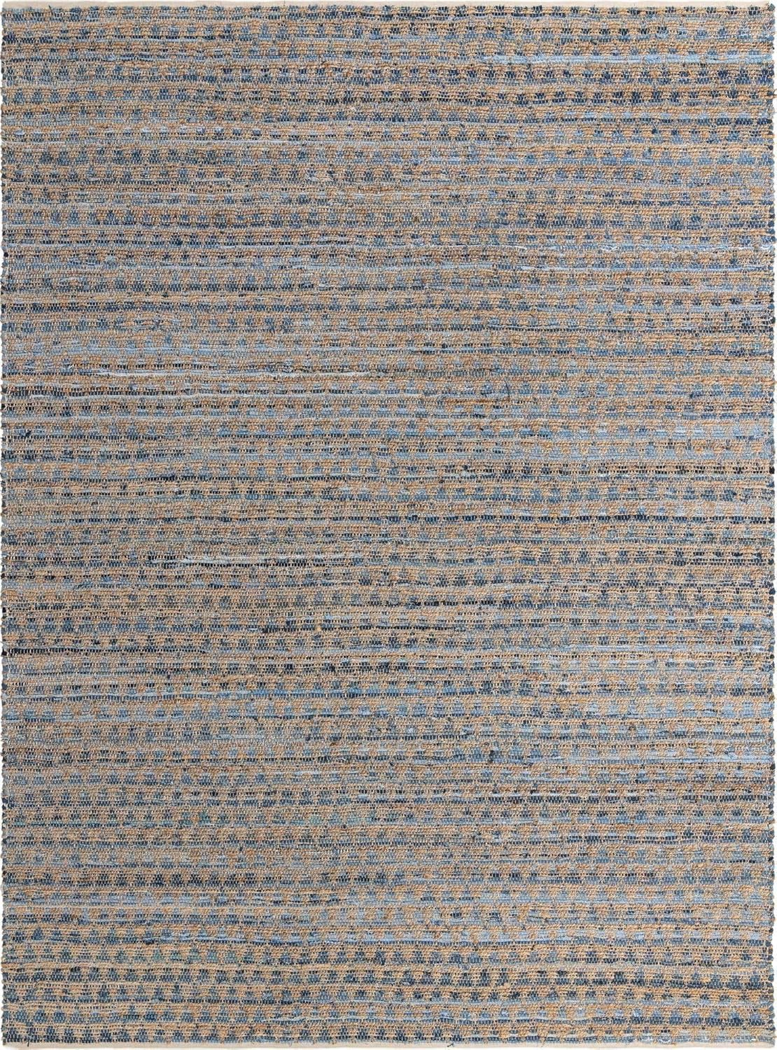 Unique Loom Chindi Jute Collection Area Rug (10' x 14' 1" Rectangle, Navy Blue/ Natural)