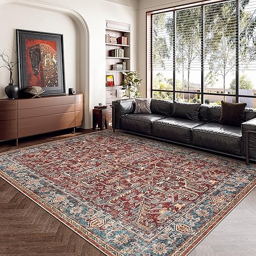 Valenrug Alfombra lavable de 5 x 7 pies, ultrafina, colección antigua, resistente a las manchas, para sala de estar, dormitorio, alfombra vintage