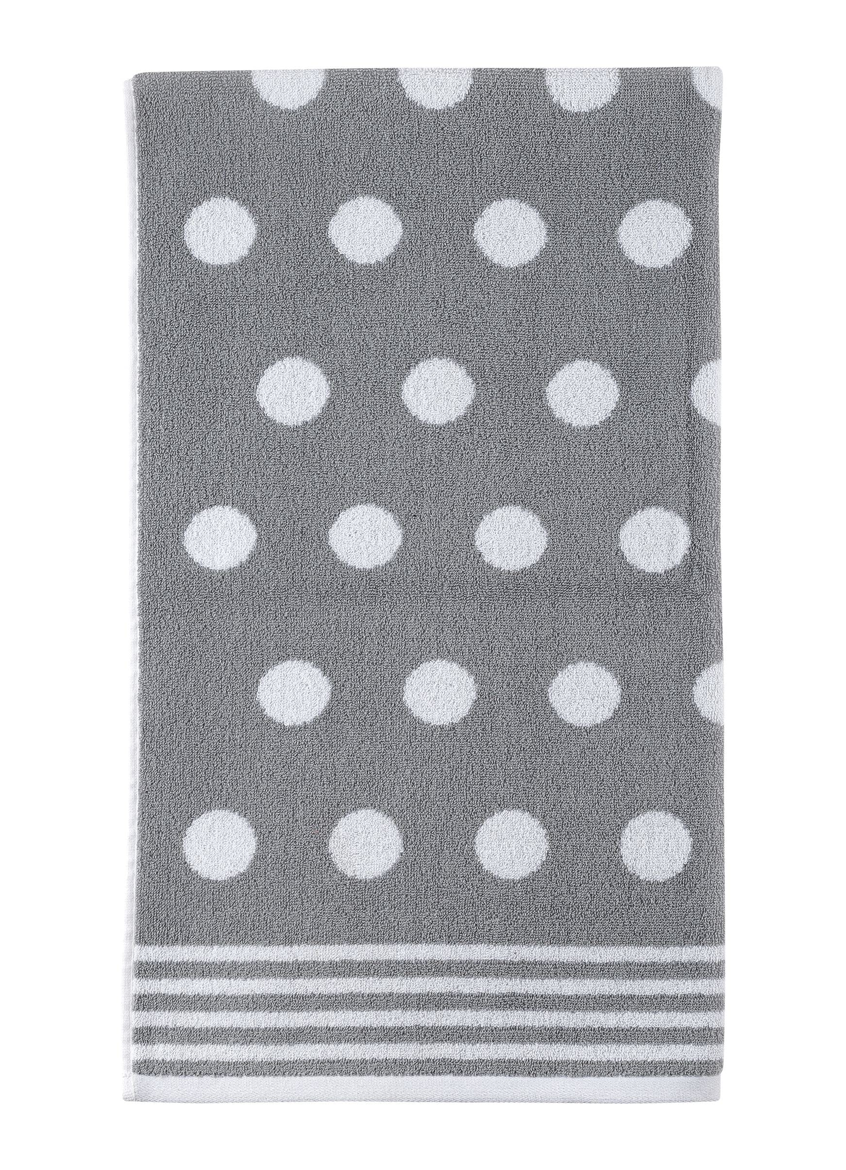 La Maison Jacquard Circles Polka Dots 100% Cotton 500GSM Luxury Hand Towel Bath Towel Super Soft Highly Absorbent Everyday Use (70cm x 120cm Bath Towel, Grey)