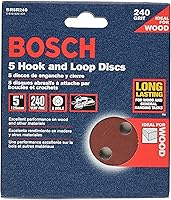 Vista 1 de Bosch SR5R240 - Discos de lija de gancho y bucle de 5 pulgadas de grano 240 de 5 pulgadas y 8 orificios
