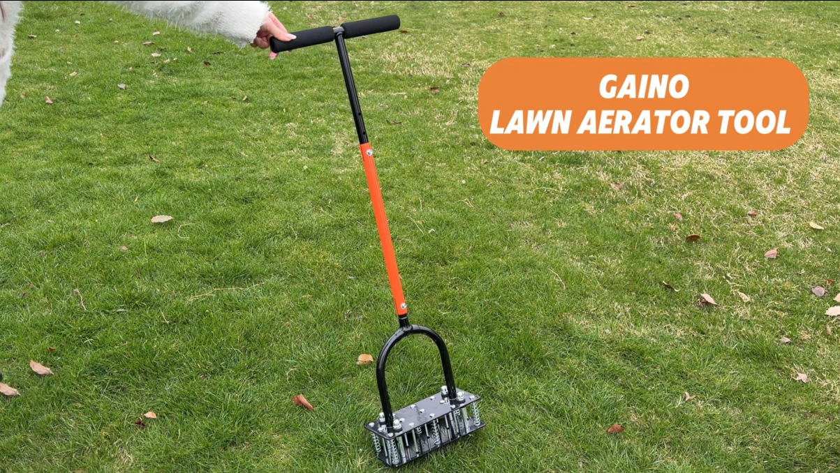 Aerador manual de césped GAINO con 15 picos y mango ajustable miniatura 7
