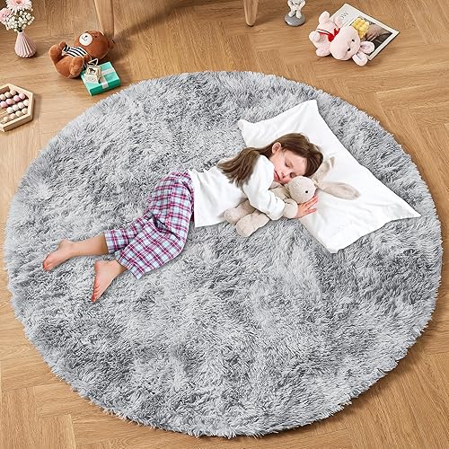 Miniatura 69 de Andency - Tapete de pelo largo sintético de interior, 4 x 6 pies, color gris oscuro estilo teñido anudado, afelpado, suave y mullido