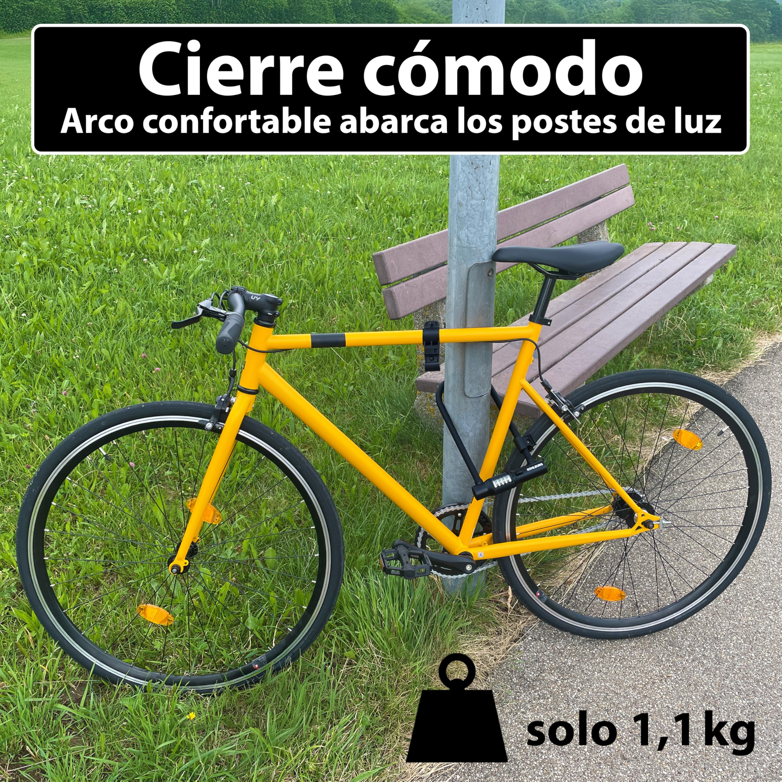 KOHLBURG Antirrobo de horquilla de combinación para bicicleta con soporte