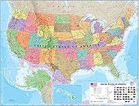 Vista 3 de Paquete de póster laminado con mapa del mundo y mapa de EE. UU., 17 x 22 pulgadas, mapas del mundo y Estados Unidos, cartografía detallada - Maps