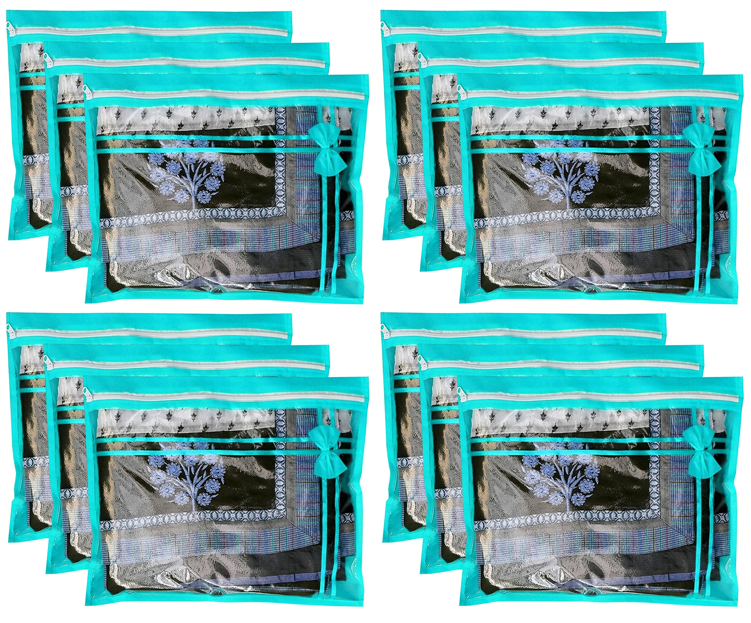DIKHAWA 12 Piece Non Woven Single Packing Saree Cover, Cloth Cover with Lace (43X35 CM_GREEN) (B09W645VF8) Amazon Price History, Amazon Price Tracker