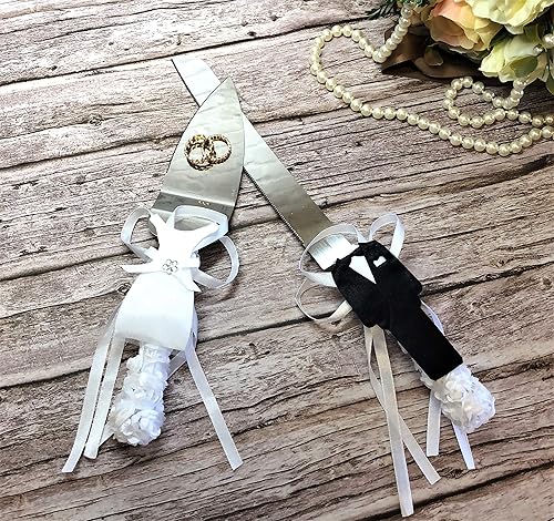 Juego de cuchillos y servidores para tartas de boda (5706-W)