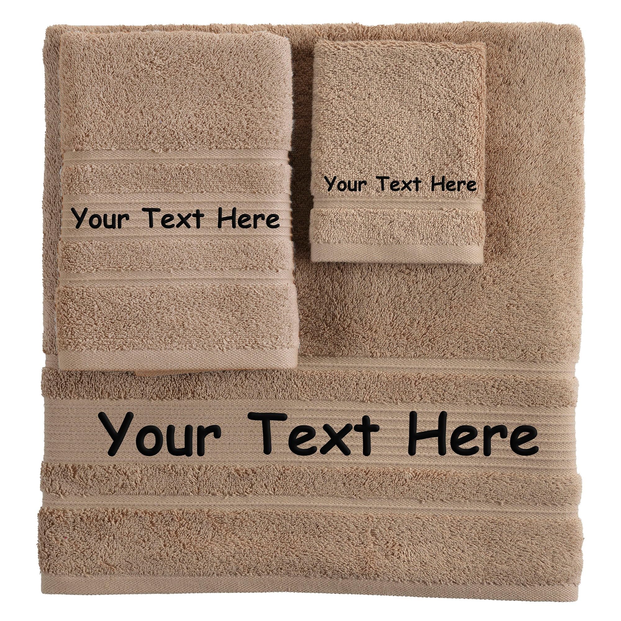 Qute Home Personalized Custom 3-Piece Towel Set – Bath, Hand & Washcloth – 100% Cotton, Soft & Absorbent – Embroidered Name or Monogram – Hotel Towels