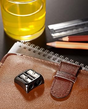 Swordfish Blinc Blinc Double-Hole Zinc Pencil Sharpener with Strong Metal Casing [Pack of 1] 40286,Black